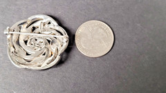 1950s Round and Marquis Cut Crystal Sunburst or Pinwheel Brooch Pendant