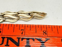 Vintage Choker Necklace Retro Gold Tone Cream Enamel Mid Century Chain 15 inch