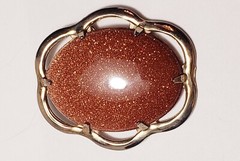 3pc LOT GOLDSTONE Gold Filled Brooch JJJ Co & 2 Goldstone Necklaces Vtg jewelry
