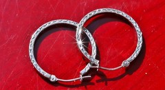 10k white gold earrings 0.80″ hand carved diamond cut hoop handmade 0.66g