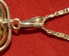 Antique Art Deco 835 Silver & Blue Spinel Pendant Necklace 19 1/2″ Snail Chain