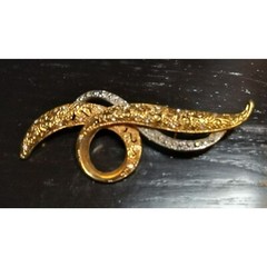 Vintage Avon Loop Brooch Pin Silver Tone and Gold Tone Clear Rhinestones