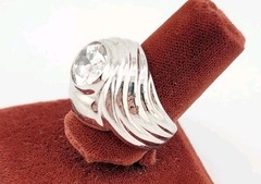 Vtg Sz 8 Ring ESPO Band Dome Oval Cubic Zirconia Swirl 14KGE Jewelry J ESPOSITO