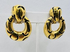 Vintage Jackie Collins Haute Couture Gold Tone Runway Door Knocker Clip Earrings