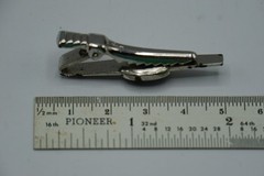 Vintage Silver Tone Tie Clip with Black Onyx and Diamond Accent 2.25in