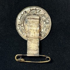 Rare Antique Art Nouveau Silver Plated Lady with Fan CLIP PIN Wm Lukey Co