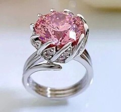 3.00Ct Round Cut Pink & Lab Created Diamond 14K White Gold FN Engagement Ring