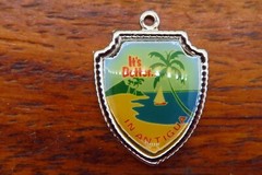 Vintage silver IT’S BETTER IN ANTIGUA CARIBBEAN ISLAND TRAVEL SHIELD charm 24-14