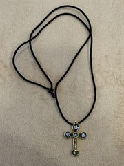 Italian Micro Mosiac Cross Necklace Pendant