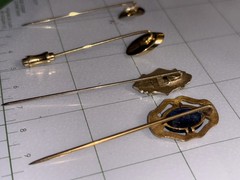 Vintage Stick Pin Lot Heart Scarab Monogram Hat Pins Lapel Pins Gold Tone