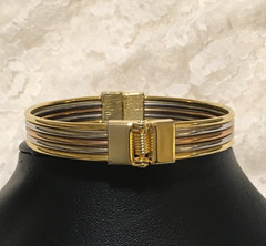 Vintage Mixed Metal Tone Bangle Bracelet Clamp Elegant Statement