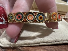 Italian Micro Mosaic Morano Bracelet Gold Toned 6 3/4”
