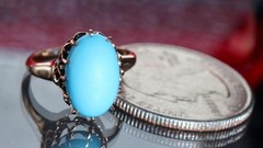 10k rose gold size 3 ring 2.50ct turquoise solitaire 1890’s antique 2.71gr N3188