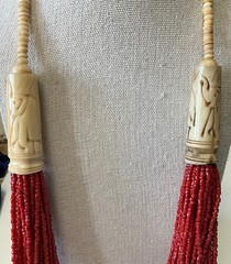VINTAGE BRACELET INDIA BANGLE HORN BONE BRASS GEM – 2 Braclets & Beaded Necklace