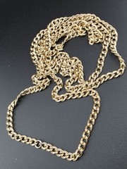 Vintage 12k Gold Filled Star Art 54″ Guard Muff Chain Statement Necklace 55 gram