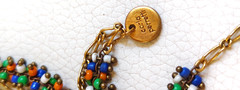 Vintage Carla Perretti Long Gold Chain Seed Bead 3 Wrap Necklace Signed Italy