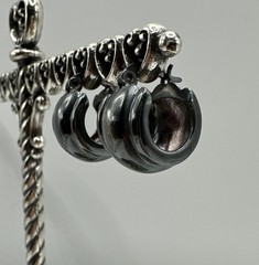 Suzanne Somers Silver 925 Chunky/Huggie Hoop Earrings in a Gun-Metal Grey Color