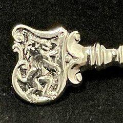 Skeleton Key Towle Sterling Silver Brooch Bar Pin Rampant Lion Signed