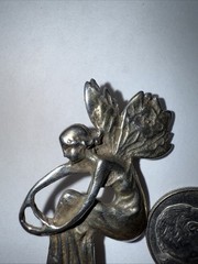Pin Brooch Nymph Fairy With Wings Long Gown Graceful Women Sterling Silver