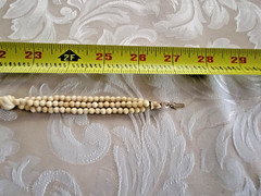 14k Gold Filled Multi-Strand Carved Cream Buffalo Bone Beaded Necklace 27 Inch