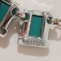 Vintage 50s Or 60s Charel Thermoset Moonglow Necklace Square Link Teal/Turquoise