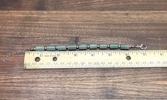 VTG Green Aventurine Stone Tube & Silver Tone Accents Beaded Bracelet 7” – 8.5”