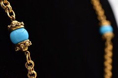 Accessocraft NYC Vintage Station Chain Necklace Turquoise Beaded Signed BinBE