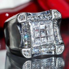 925 sterling silver size 11.25 ring 3.50ct cubic zirconia invisible set 17.90gr