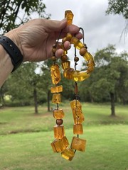 VTG Genuine Amber Chunk Necklace & Bracelet Fossilized Bug Debris Unique Beaded