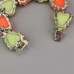 Vintage Leaf Bracelet Bright Orange Yellow Gold Tone Linked 6.5 in
