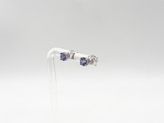 NEW $3000 1.50ct Natural ROUND Ceylon Blue Sapphire 14k White Gold STUD Earrings