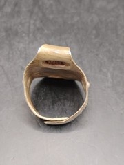 Alpaca Artisan Metalwork Sz. 9 Adjustable Green Gemstone Silvertone Ring Unique