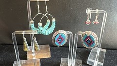 Lot Of 4 Pairs Southwestern-style Vintage Dangle Pierced Earrings Estate Jewelry