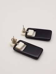 Art Deco Dangle Earrings Vintage Fashion Jewelry Black White Geometric Rectangle
