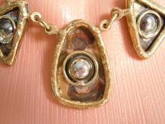Brass Collar Necklace 3 Pendants 63.0 G/Length: 39 – 43.5 Cm