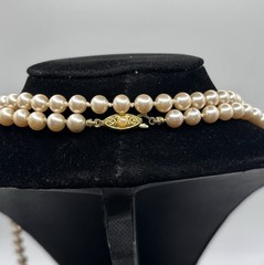 Retro 56 Inch LONG Hand Knotted Champagne Faux Pearl Made In Japan Necklace