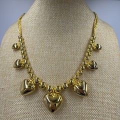Goldtone Fashion Chain With Heart Trailers Beaded Fashion Love Valentine’s Day