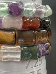 Stone Bracelet Gemstone Lot of 4 Cold Carved Beads Healing Stretch Assorted