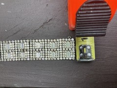 Vintage Hobe Rhinestone Wide Bracelet Silver Tone