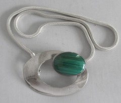 STUDIO ARTIST S.E. STERLING MODERNIST PENDANT BROOCH NECKLACE, 2 INCHES PENDANT