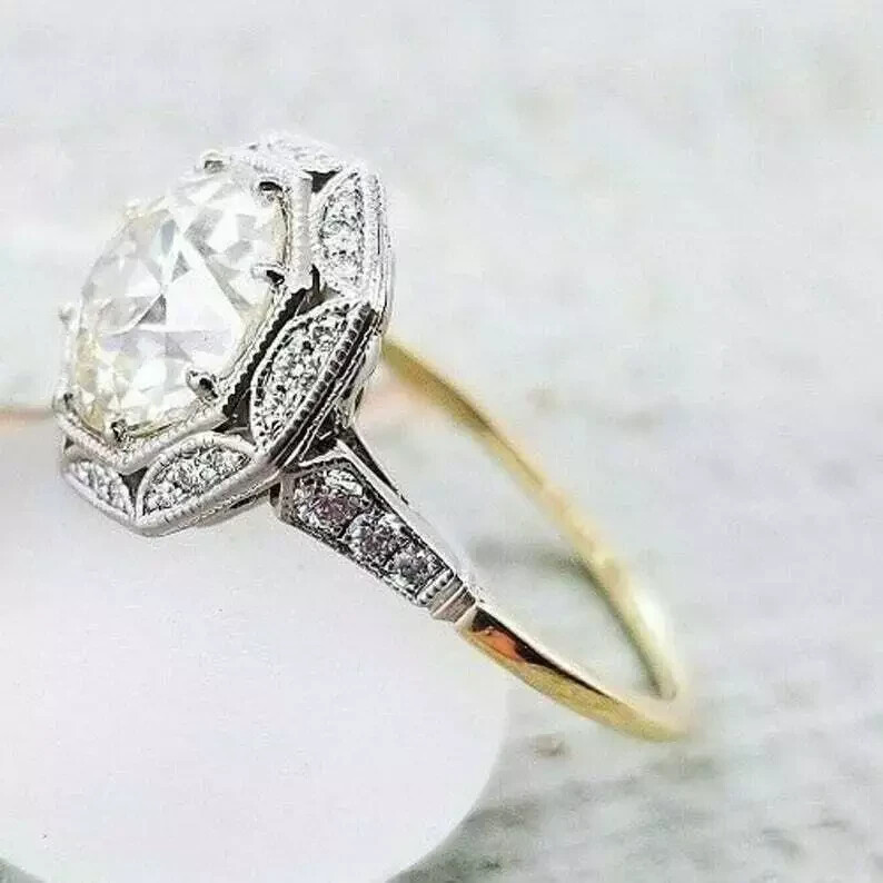 2.50Ct Old European Cut Lab Craeted Diamond Art Deco 925 Silver Engagement Ring