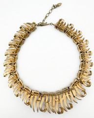 Boucher La Scala Brushed Gold Tone Choker Necklace & Clip-On Earrings Set 1956