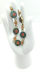 Italian Vtg c1930s Micro Mosaic Multi Color Floral Design Linked Bracelet Size 7