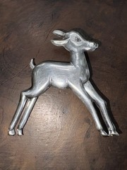 Vintage .925 Sterling Silver Young Bambi Deer Brooch Pin Good Condition 2.25 in.