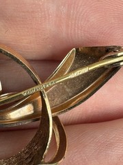 VINTAGE SIGNED GERMANY 1/80/18KT RGP ROLLED GOLD PLATE PIN BROOCH 2.5”