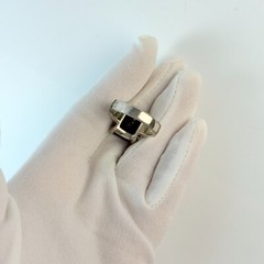 Vintage Signed 925 Sterling Silver Ring Size 9 FAS w/ Large Glass Stone