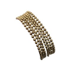 Vintage Art Deco Brass Multistrand BB Ball Bead Chain Bracelet 7″ 1930s Ornate
