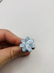 Vintage Sterling Silver Size 6 Spring Pastel Blue Flower Statement Cocktail Ring