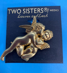 Two Sisters Medici/Lauren & Leah/Jewelry Designs/2 Cherub Brooch/Silver-Tone/VTG