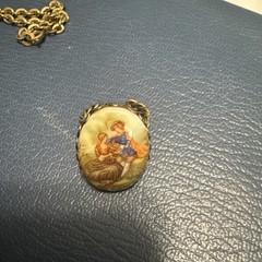 Vintage West Germany Fragonard Porcelain Cameo Necklace Set